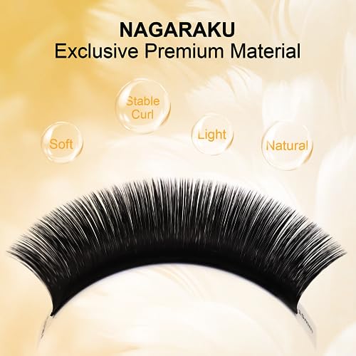 NAGARAKU Easy Fan Eyelash Extensions Volume Lashes 5 Trays in 1 Pack 0.07 D curl 11/12/13/14/15mm Rapid Blooming Russian Mega Volume Soft Cluster For Beginners
