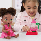 Baby Alive Bubbly Tea Party Berry Boo Doll with Teapot Accessories, Black Hair, 11 Inches, Toys for 3 Year Old Girls and Boys & Up