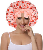 Double Layer Satin Bonnet with Tie Satin Lined Sleep Cap Hair Cover for Women's Curly Natural Hair