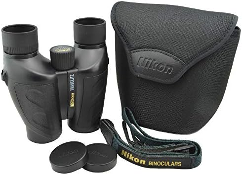 Nikon Travelite 12x25 Binoculars (7279) Travel Bundle - Black With Lens Pen, Carry Case, and Lens Cloth - High Powered Compact for Adults - Bird Watching, Hunting, Hiking