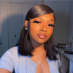UCUVIC 14 Inch Brazilian Straight Bob Wig Human Hair HD Lace Front Wigs Pre Plucked Glueless Side Part Lace Frontal Bob Wigs 180 Density Ailwelia