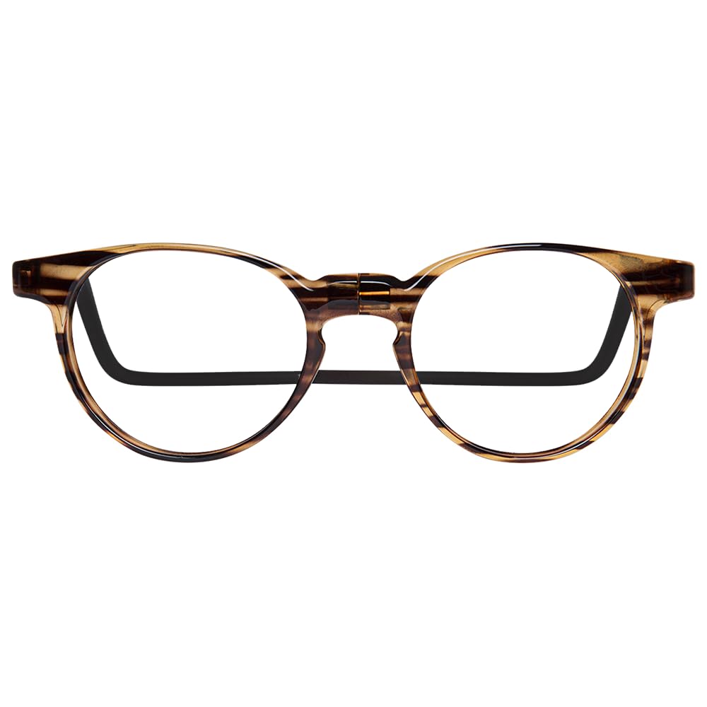 Clic Magnetic Reading Glasses for Men or Women, Soft Foldable Band, Computer Readers, Taku (S-XL, Havana, 2.50 Magnification)