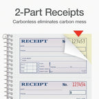 Adams Receipt Book - 300 Sets per Book, for Money and Rent - 2-Part Carbonless - 5-1/4" X 11" - Spiral Bound Receipt Book with Carbon Copies - 4 Receipts Per Page - 3 Pack