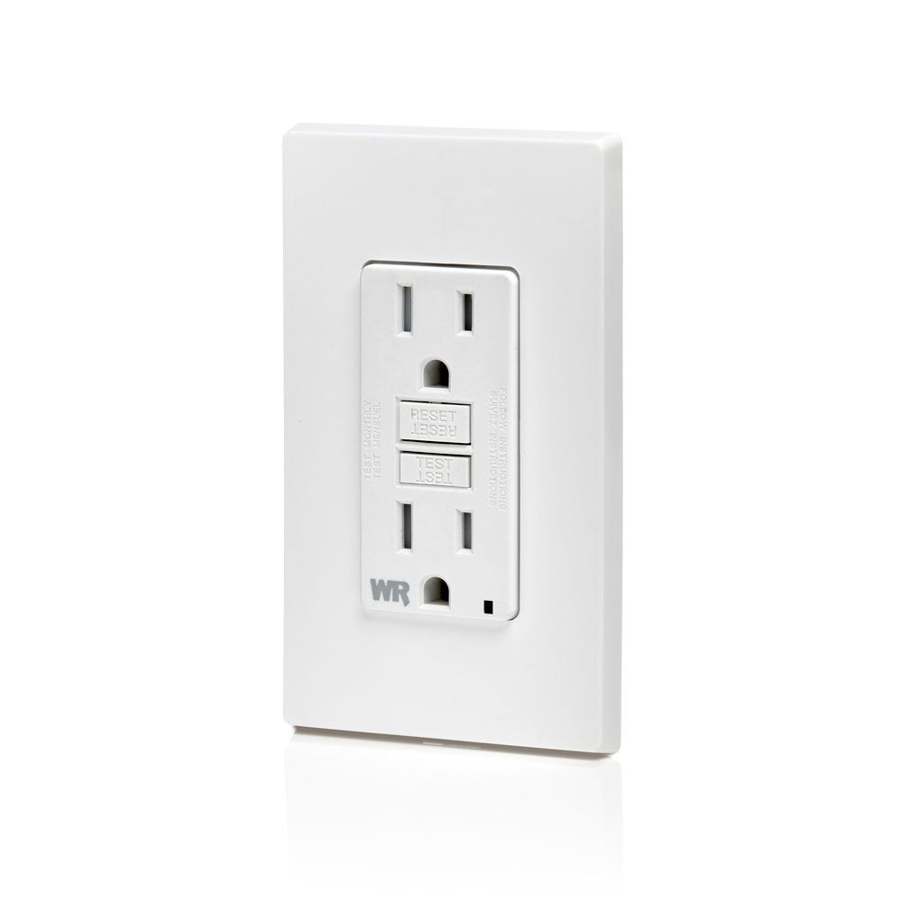 Leviton GFCI Weather-Resistant Outlet, 15 Amp, Self Test, Tamper-Resistant with LED Indicator Light, Outdoor Locations, GFWT1-W, White
