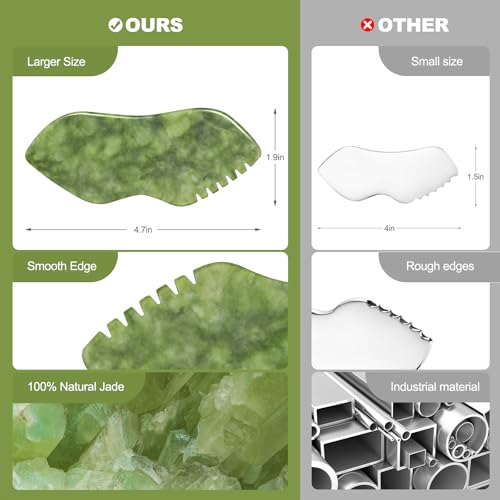 2PCS Jade Stone Gua Sha Set Face Massager Jade Gua Sha Facial Tools Body Lymphatic Drainage Massager Face Guasha Face Sculpting Tool Skin Care Set Gifts for Women Gua Sha Sculpting for Tighten Skin