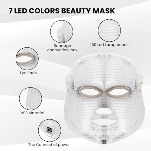 Yahi Red Light Therapy Mask for Face, 7-1 Colors LED Facial Skin Care Mask, Led Face Mask Light Therapy