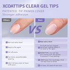 Extra Short Almond Nail Tips - BTArtbox XCOATTIPS Gel Nail Tips Natural with Tip Primer Cover, Pre-shaped Full Matte Oval Gel Press On Nails Clear Soft Fake Nails for Daily Nail Art