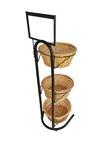 FixtureDisplays® 3 Tiers Wicker Market Basket Fruit Vegetable Bakery Goods Display Stand Pantry Kitchen Organizer 31042
