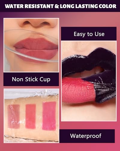 3Pcs Peel Off Lip Stain Tattoo Set, Long Lasting Lip Liner Stain Peel Off Matte Lip Gloss Nude Lipstick, Waterproof Smudge Proof High Pigmented Color Peel Off Lip Stain Tint Women Lip Makeup Gift