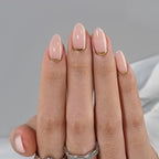 BTArtbox Press On Nails Almond - Short Nails Press Ons with Gold Foil Design, Glue On Nails for Women Gift, Supremely Fit Glossy Stick On Nails in 16 Sizes - 30 Nail Kit, Gold End