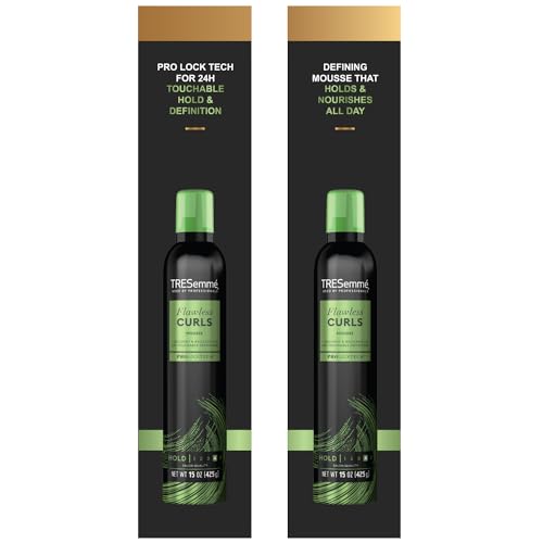 TRESemmé Hair Mousse 2-Pack + Keratin Repair Hair Mask – Flawless Curls Alcohol-Free, Anti-Frizz Hair Products with Heat Protection (3 Piece Set)