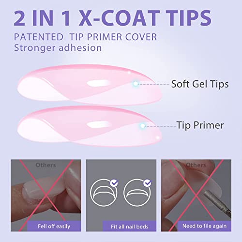 BTArtbox XCOATTIPS Natural Nail Tips - Medium Almond Press On Nails Pink, Long Lasting Soft Gel Nails False Nail, Soak Off Acrylic Fake Nails Extensions for Nail Art DIY Women