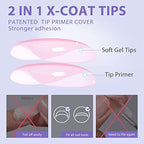 BTArtbox XCOATTIPS Natural Nail Tips - Medium Almond Press On Nails Pink, Long Lasting Soft Gel Nails False Nail, Soak Off Acrylic Fake Nails Extensions for Nail Art DIY Women
