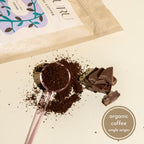 Organic Dark Chocolate Ground Coffee - Medium Roast, Organic Flavored Coffee - Real Cacao - Smooth Low Acid - Perfect for Drip, Pour Over or Cold Brew - 8 oz, 22 Servings