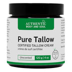 Certified Grassfed Beef Tallow Skin Cream - Whipped Tallow Balm Moisturizer for Sensitive Skin and Baby. (Pure Unscented 4 oz), by Authentic Body And Soul