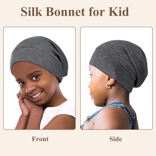 OLESILK Silk Bonnet for Kids Girls 2-6 Years, Adjustable Strap, Smooth for No Frizzy Hair, Breathable All Night Slleping