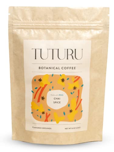 Organic Dirty Chai Ground Coffee - Medium Roast, Organic Flavored Coffee - Real Chai Spices - Smooth Low Acid - Perfect for Drip, Pour Over or Cold Brew - 8 oz, 22 Servings