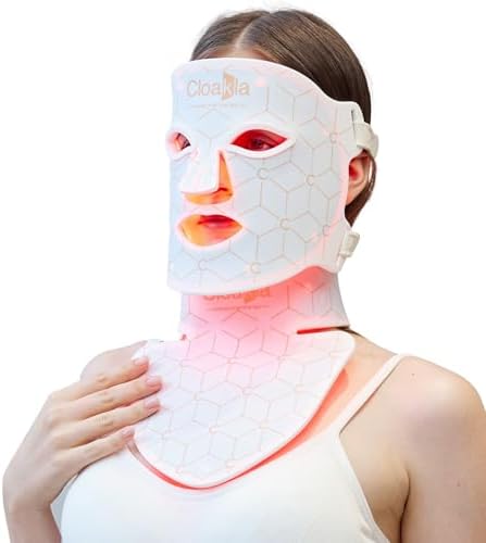 K11 LED Red Light Therapy Face Mask & Neck | 7-Color Rejuvenating Facial Skin Care Set | Portable Anti-Aging Mask for Home & Travel Use