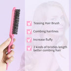 BRUSHZOO Hair Brush Set, Hair Brushes for Women Men kid Wet Dry All Hair Detangling Parting Styling, Brush Set with Detangler Brush, Edge Brush, Teasing brush, Rat Tail Comb (Pink)