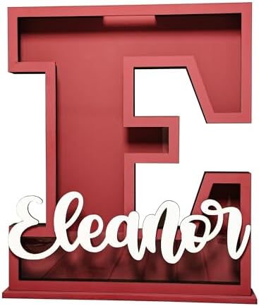 Personalized Name Letter Piggy Bank, 26 Letters Wooden Kids Piggy Bank for Birthday, Custom Large Small Wood Money Box Gift for Boys Girls Christmas