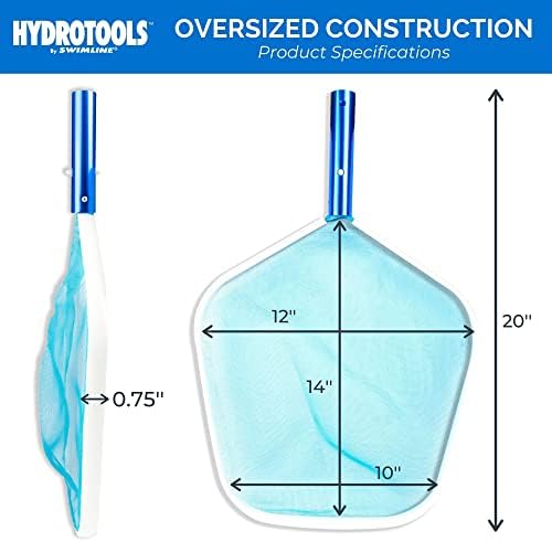 Swimline HYDROTOOLS 8028 Premium Aluminum Leaf Skimmer Net Head Cleaner | For Swimming Pool Spa Fountain Pond Hot Tub | Leaves Bugs Debris Fine Cleaning Maintenance | Heavy Duty Extra Large