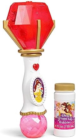 Little Kids Disney Princess Beauty and The Beast Belle Light and Sound Musical Bubble Wand, Includes Bubble Solution