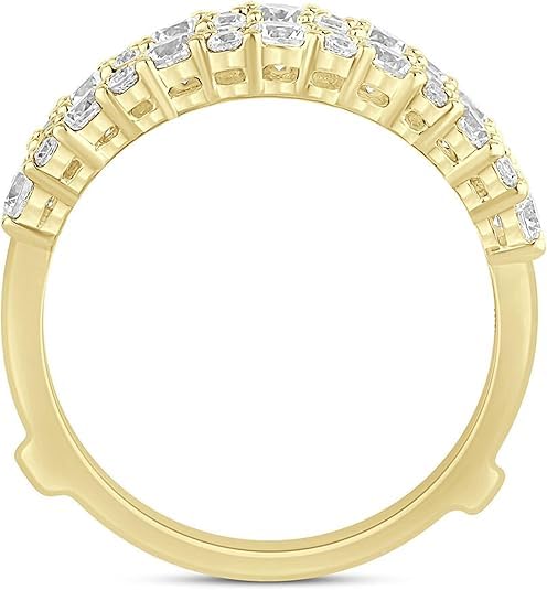 Drizzle Jewels 3.00Ct Round Cut Lab Created Diamond Wrap Enhancer Guard Wedding Band Ring, 14K Yellow Gold Finish (Yellow, 4.25)