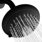 Luxury Spa Series, 6 Spray Setting, 4.5 Inch Adjustable High Pressure Shower Head Fixture for Hard Water, 360-Degree Tilt Massage Shower System - Matte Black