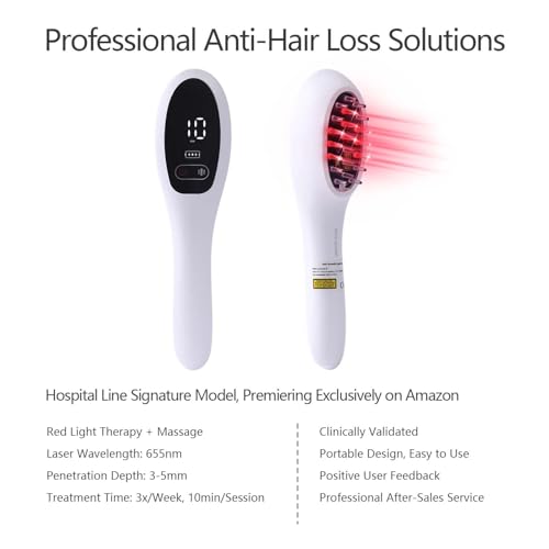 Laser Comb, Red Light Therapy for Hair Growth, Medical Grade Hair Loss Treatment Regrows Fuller and Thickness, Reverses Thinning, Stimulates Growth for Men & Women