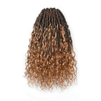 ToyoTress Boho Croceht Locs With Human Hair Curls - 16 Inch 8 Packs Ombre Brown Handmade Pre-Looped Crochet Braids For Black Women Human Hair, Butterfly Faux Locs (16 Inch, T30-8P)