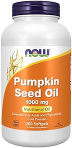 NOW Foods Supplements, Pumpkin Seed Oil 1000 mg with Essential Fatty Acids and Phytosterols, Cold Pressed, 200 Softgels