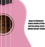 FINO Beginner Ukulele 21 Inch Soprano Ukelele for Kids Four String Wood Children Ukulele with Gig Bag (Pink)
