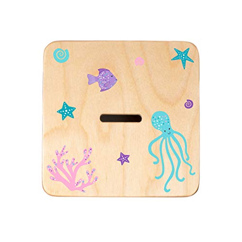 Wooden Piggy Bank for Kids and Adults, Personalized Gift Handmade in USA by BloomOwl, Custom Piggy Bank, Personalized Banks for Kids, Gifts for Baby Boys and Girls (Mermaid)