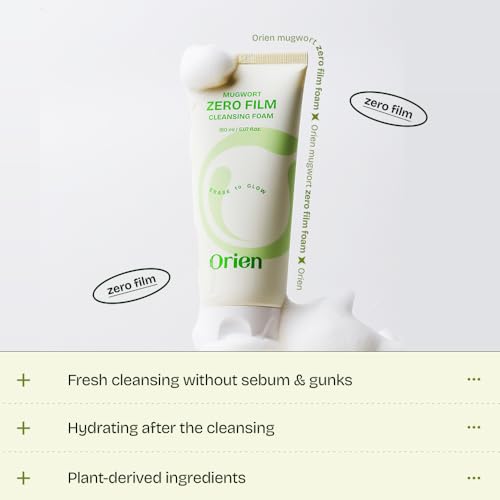 Orien Mugwort Zero Film Cleansing Foam 5.07 fl.oz, 150ml ㅣDaily Makeup Blackhead Removal No pore clogging Korean skincare double cleansing