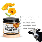 Whipped Tallow for skin Moisturizer with calendula and bakuchiol oil | tallow for skin care - handmade grass-feed Frankinsence tallow face cream- organic facial balm (Sandalwood Vanilla)