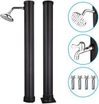 VINGLI Solar Heated Shower, 5.5 Gallon Outdoor Shower with Shower Head and Foot Shower Tap for Outdoor Backyard Poolside Beach Pool Spa,Black (5.5 Gallon)