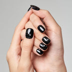 GLAMERMAID Press on Nails Extra Short Squoval, Spring Summer Handmade Glitter Black Star Gel Glue on Nails, 24Pcs Glossy Round Reusable UV Finish Fake Nails Acrylic False Nails Manicure Kits for Women