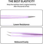 VEYES INC Fiber Tip Eyelash Extension Tweezers Volume J45 Lash Tweezers For Professional Eyelash Extension Tool