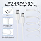 Mac Book Pro Charger - USB C Charger Fast Charger Power Adapter for USB C Port MacBook Pro/MacBook Air 16 15 14 13 inch, New iPad Pro and All USB C Device, Included 10FT Long USB C to C Charger Cable