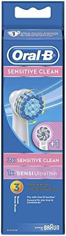 Oral-B Sensitive Pack of 3 Rechargeable Electric Toothbrush Heads for Sensitive Teeth and Gums