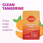 Lume Whole Body Deodorant And Soap - 2.6 Ounce Solid Stick With 72 Hour Odor Control (Pack of 2) and 5 Ounce Triple Milled Soap (Pack of 2) - Aluminum and Baking Soda Free (Clean Tangerine)