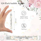 120 Count Wedding Mini Bubble for a Wedding Wands Bulk Heart Bubble Wand for Guests Send Off Party Supplies Valentine Anniversaries Celebration (Pink Flower)