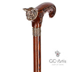Handmade Wooden Walking Cane Stick Metal Brass Bronze Cat Handle Wooden Shaft for Men & Women stylish collectible 36''