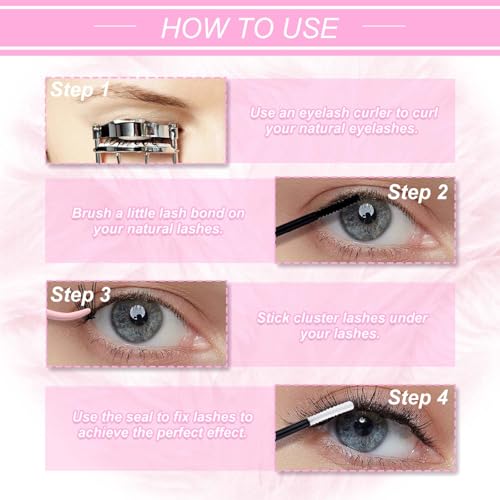 Individual Lashes Large Tray D Curl Lash Clusters 10D 20D 30D 40D Individual Lash Extensions Cluster Lashes Lash Extension Supplies Eyelash Clusters (20D-0.07D, 11mm)