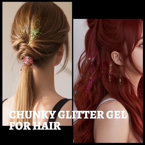 Teenitor 24 Colors Face Glitter Body Glitter Gel, Hair Glitter Gel, Glitter for Halloween Makeup, Face Makeup Glitter Gel for Face, Body, Hair