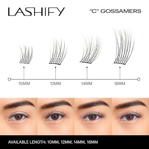 Lashify Curl 14mm Gossamer Eyelash Extensions Refill in Ombre Green, Easy DIY False Lashes for a Natural Look
