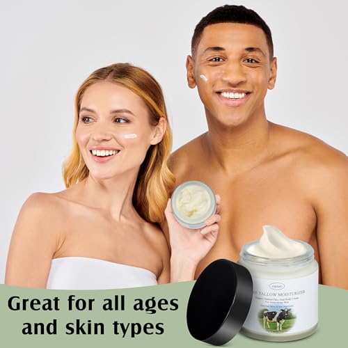 Beef Tallow Moisturizer,Beef Tallow for Skin,Organic Grass Fed Beef Tallow with Raw Honey Moisturizing Cream, Whole Body & Face Moisturizer（4oz）