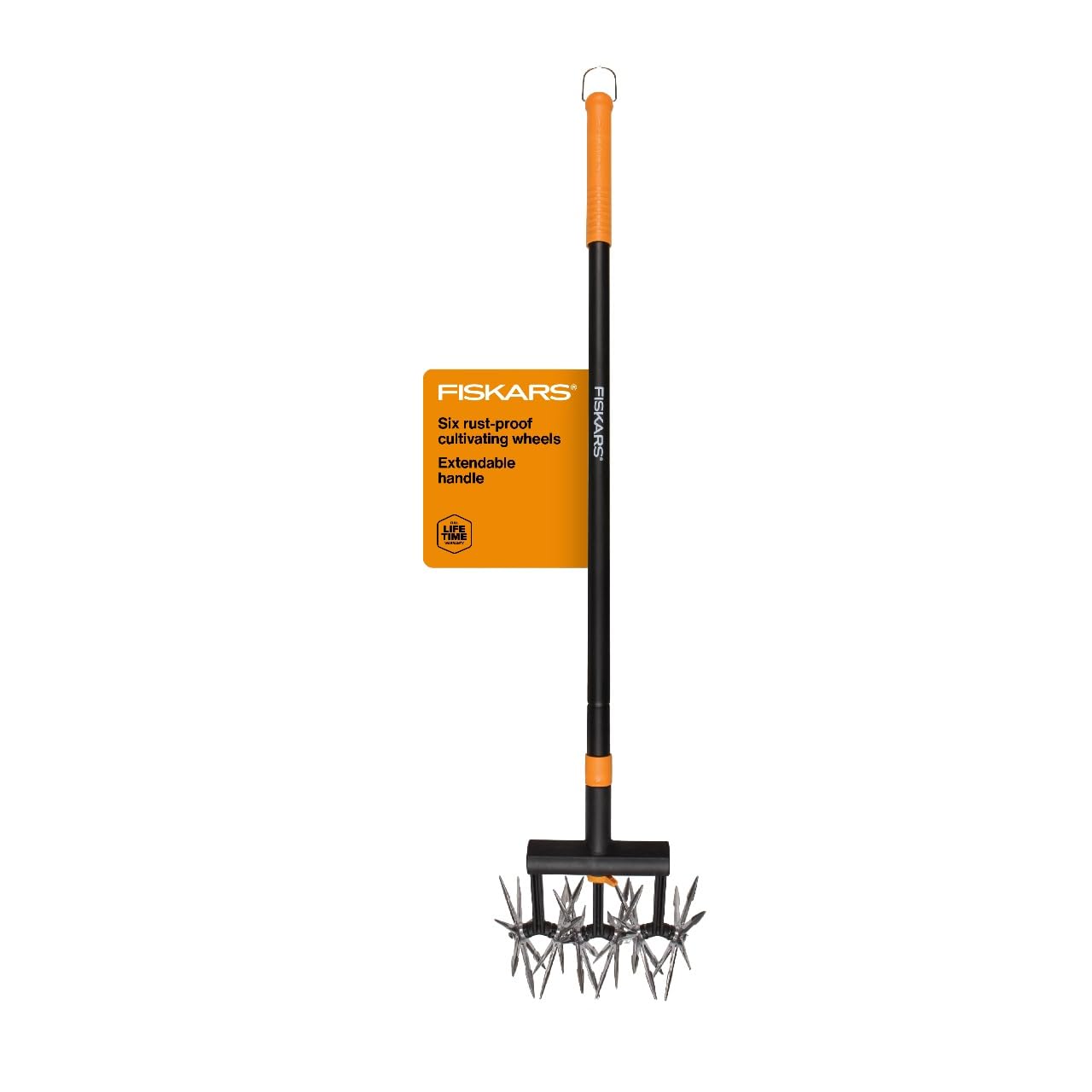 Fiskars 40"-60" Extendable Rotary Tiller Cultivator for Garden & Lawn Care
