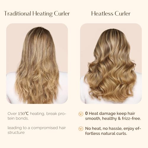 Yanibest Heatless Hair Curler to Sleep in, Overnight Curl Headband for Natural Wavy Curls, No Heat Soft Hair Curler Set with Hair Clip Scrunchies for Styling，No Slip Heatless Curls