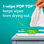 Pampers Baby Wipes, Free & Gentle, Hypoallergenic and Unscented Wipe, 100% Plant Based, Plastic-Free for Babies, 624 Total (8 Flip-Top Packs)